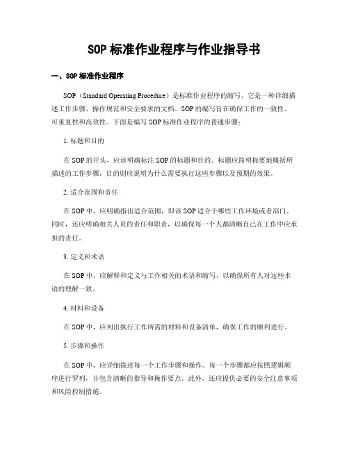 SOP标准作业程序与作业指导书