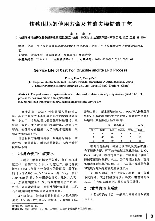 铸铁坩埚的使用寿命及其消失模铸造工艺