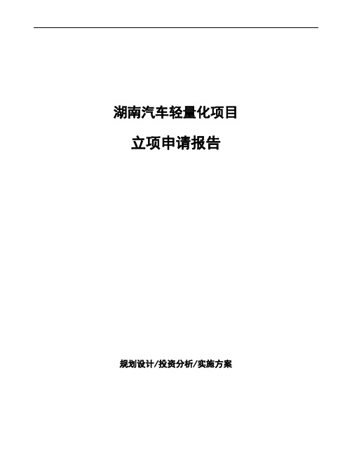 湖南汽车轻量化项目立项申请报告