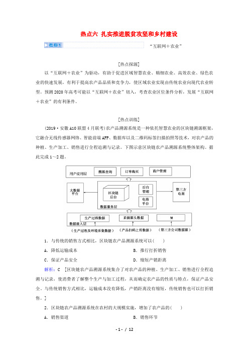 高考地理复习 第三部分 热点六 扎实推进脱贫攻坚和乡村建设讲练(含解析)-人教版高三全册地理试题