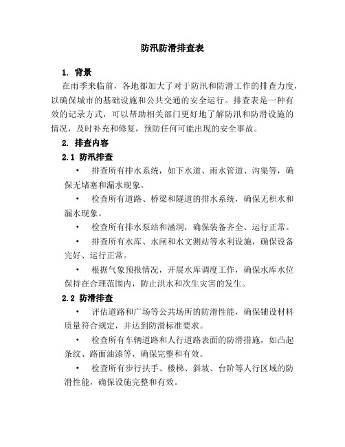 防汛防滑排查表