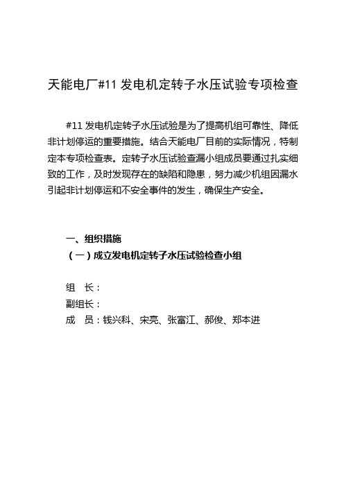发电机定转子水压试验专项检查表演示教学