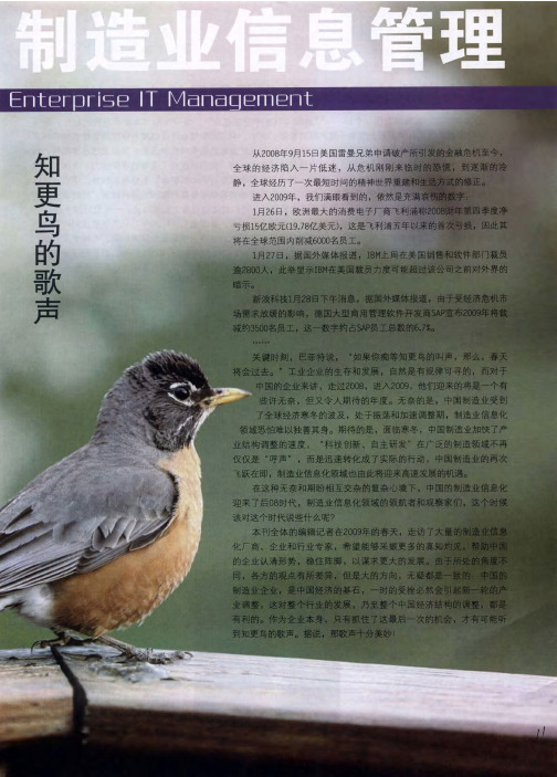 知更鸟的歌声——让人期待的2009,让世界瞩目的中国制造业