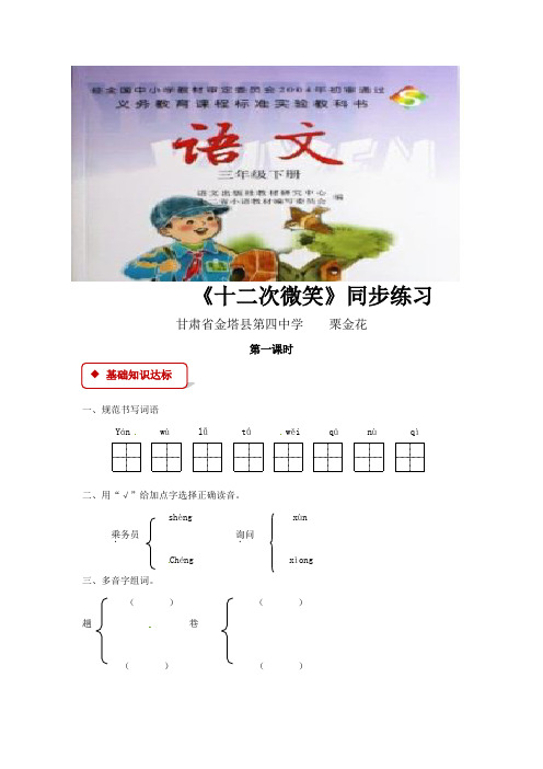 【同步练习】《十二次微笑》(语文S版)