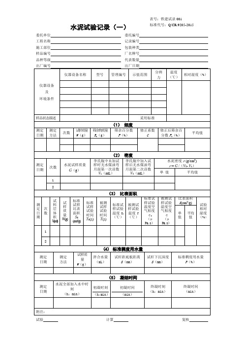 2015版试验表格