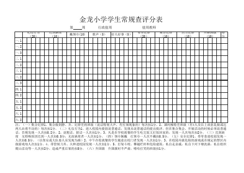 小学常规检查评分表
