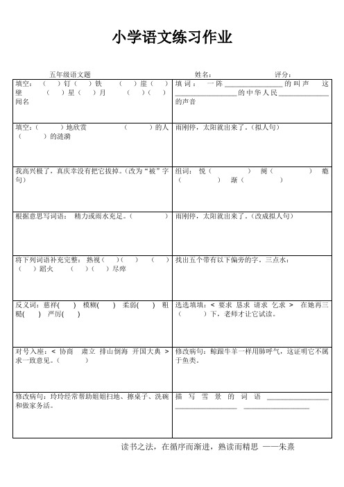 罗阳小学五年级语文期末复习练习作业51