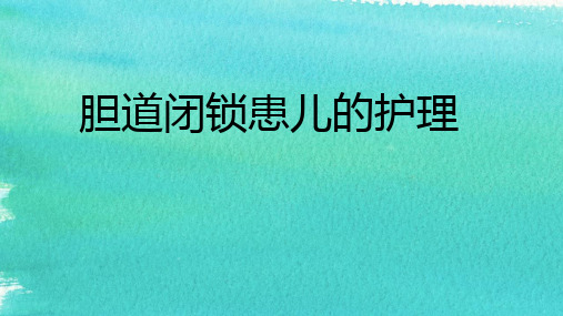 胆道闭锁患儿的护理查房业务学习ppt