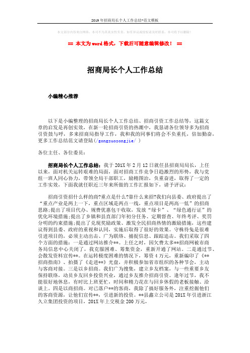 2019年招商局长个人工作总结-范文模板 (1页)