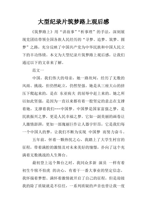大型纪录片筑梦路上观后感