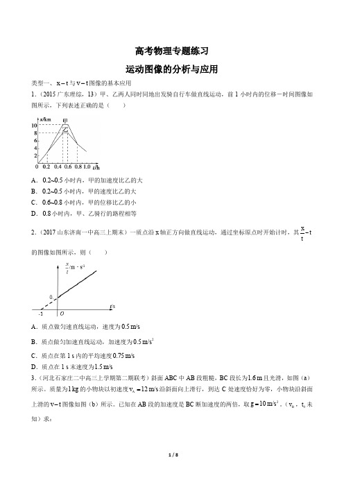 高考物理-运动图像的分析与应用-专题练习有答案