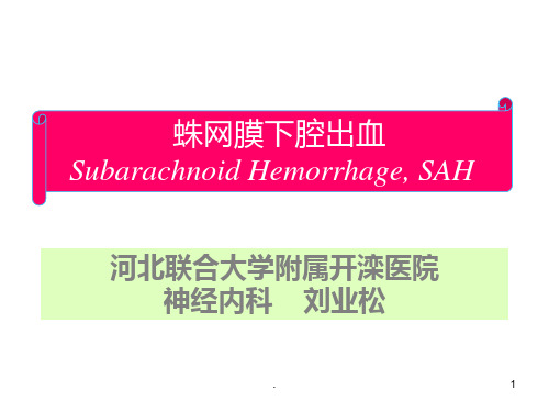 蛛网膜下腔出血课件PPT课件