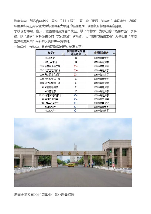 海南大学2019届毕业生就业质量报告