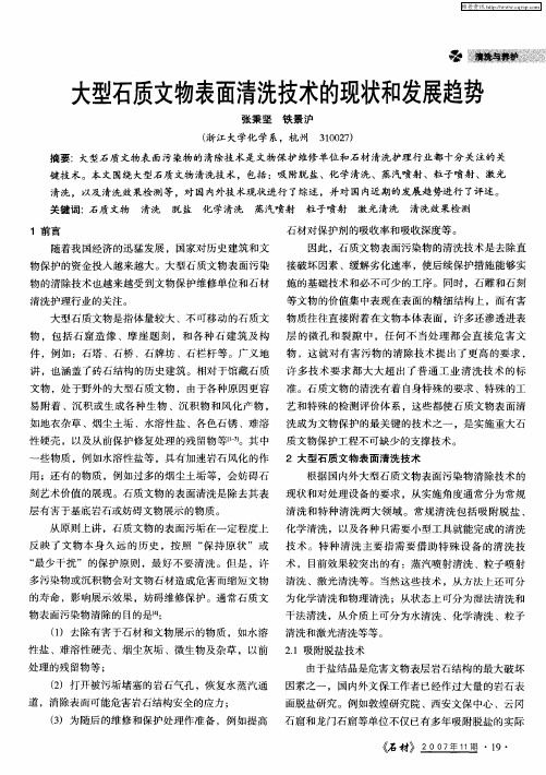 大型石质文物表面清洗技术的现状和发展趋势