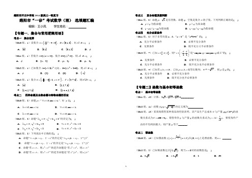 2012—2015年绵阳一诊考试(理数)汇编：(选填题)