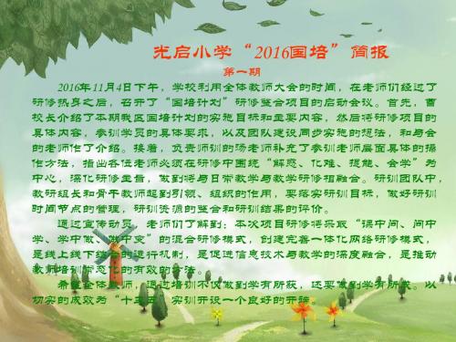 光启小学“国培”简报第一期