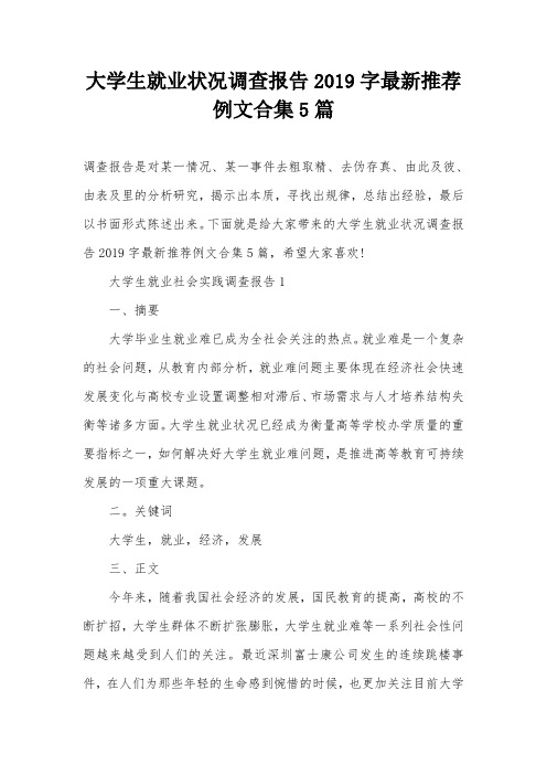 大学生就业状况调查报告2019字最新推荐例文合集5篇