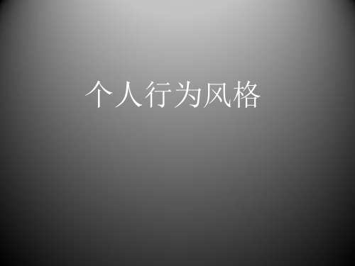 个人行为风格