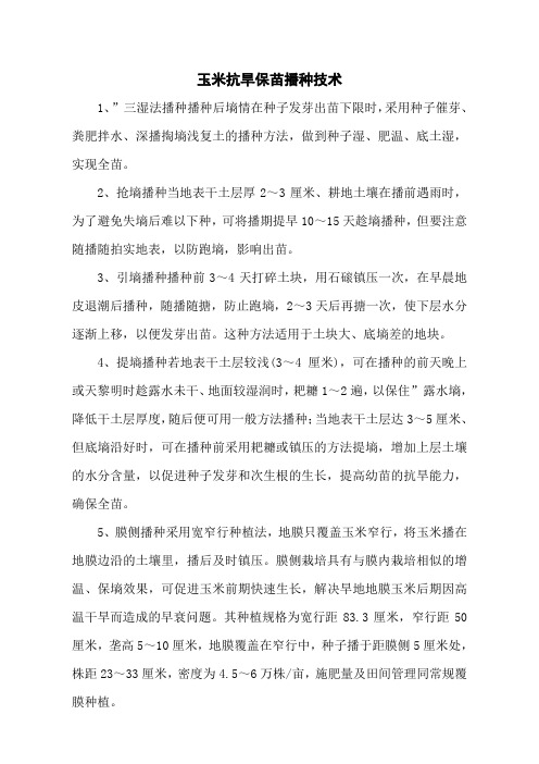 玉米抗旱保苗播种技术