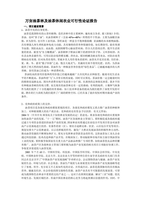 万亩油茶林及油茶休闲农业可行性论证报告