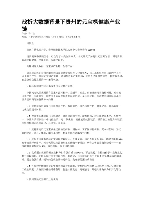 浅析大数据背景下贵州的元宝枫健康产业链