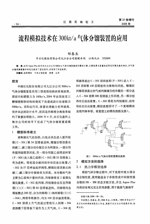 流程模拟技术在300kt／a气体分馏装置的应用