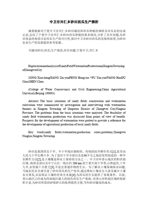 中卫市兴仁乡砂田西瓜生产探析