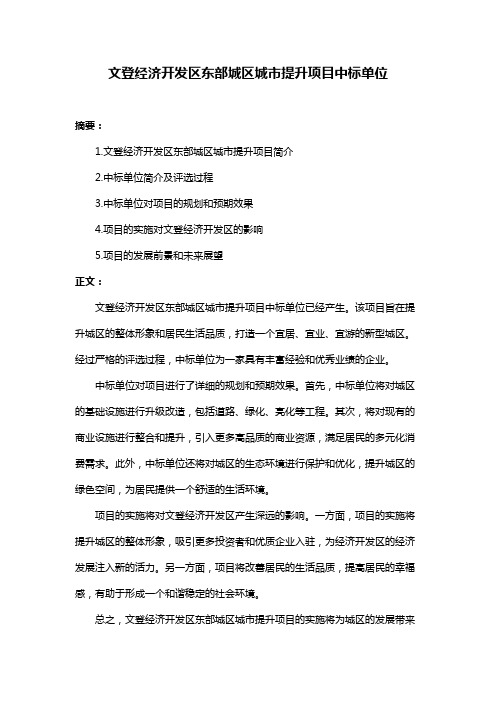 文登经济开发区东部城区城市提升项目中标单位