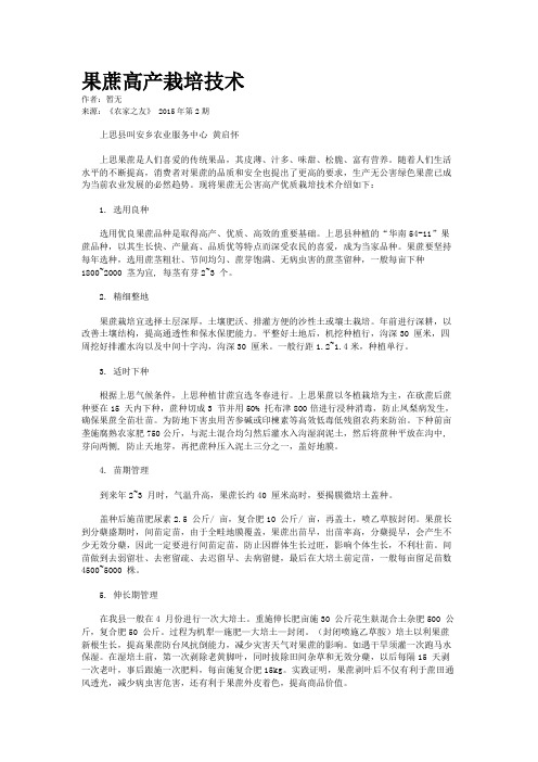 果蔗高产栽培技术