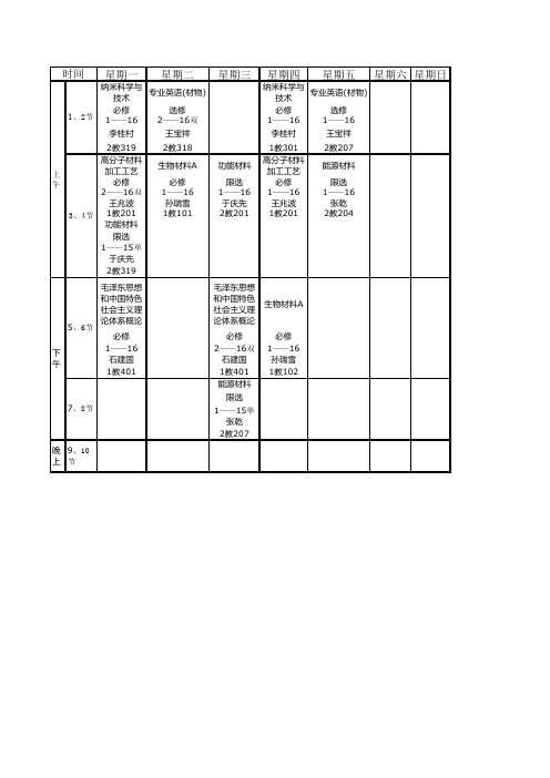 大三下学期课程表
