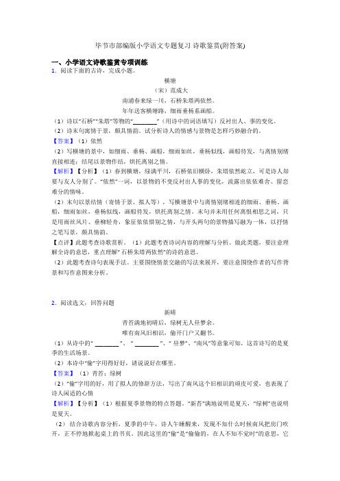 毕节市部编版六年级语文专题复习 诗歌鉴赏(附答案)