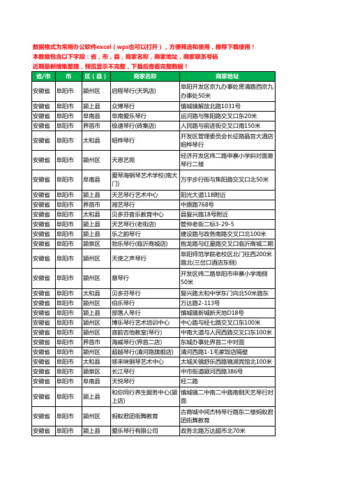 2020新版安徽省阜阳市琴行工商企业公司商家名录名单联系电话号码地址大全117家