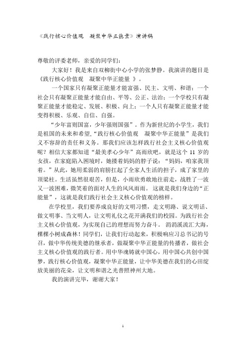 践行核心价值观凝聚中华正能量