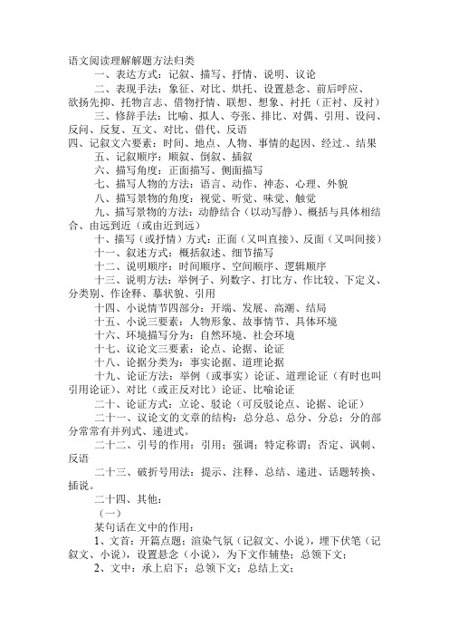 (完整word版)小升初阅读理解答题技巧