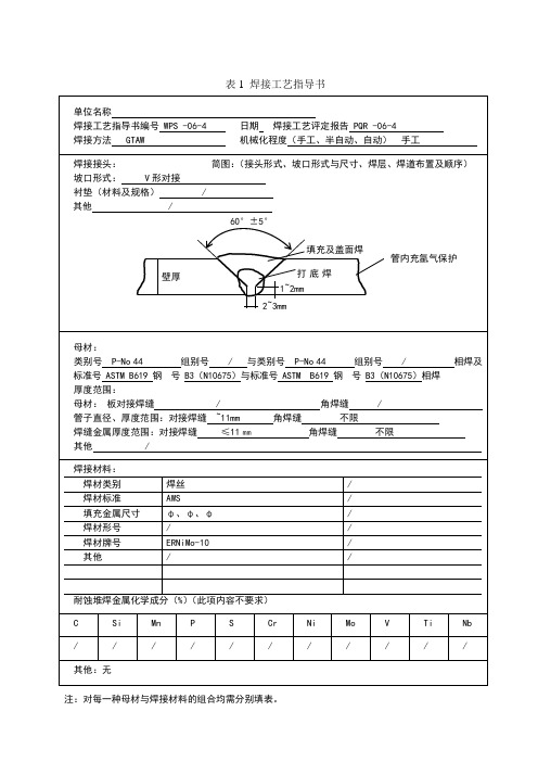 WPS焊接工艺指导书