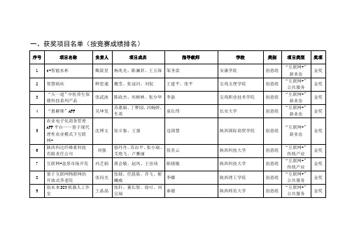获奖项目名单(排竞赛成绩排序)