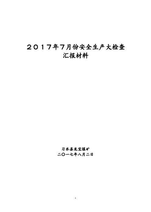 龙宝煤矿7月份安全生产大检查汇报材料