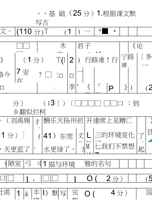 3月九年级语文第一次中考模拟考试题附答案