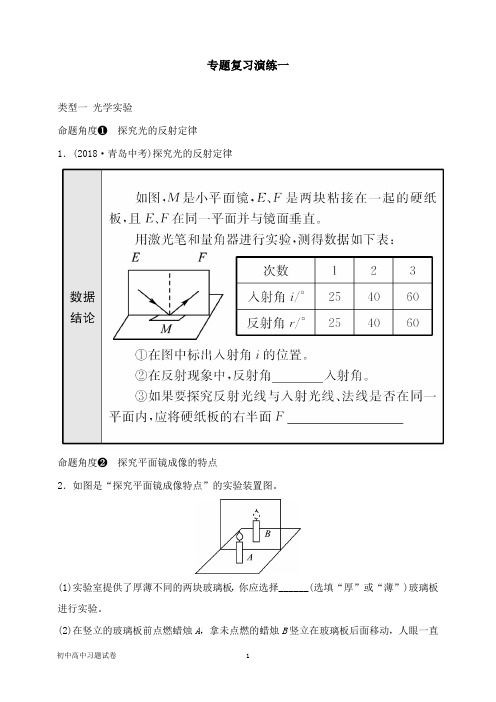 【物理试题】淄博专版2019届中考物理专题复习演练一.doc