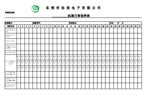 机台日常点检表