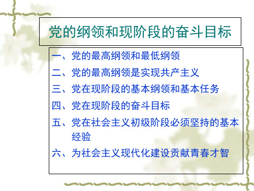 党的纲领和现阶段奋斗目标讲义