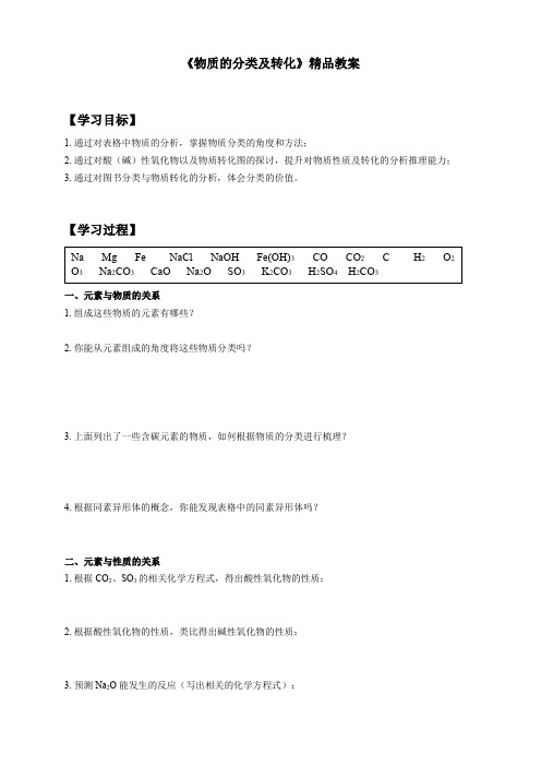 《物质的分类及转化》精品教案