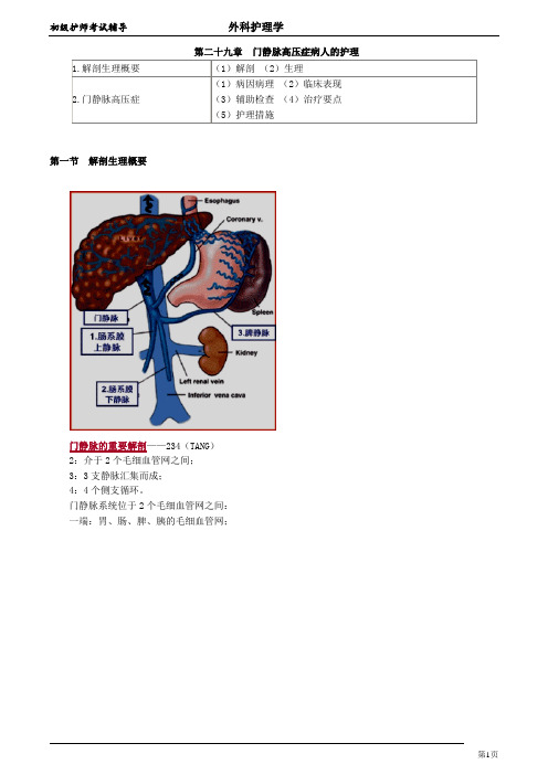 初级护师考试辅导 第29章 门静脉高压症病人的护理(讲义)