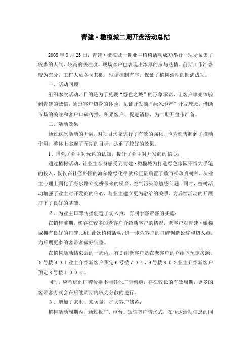 二期开盘活动总结 精品