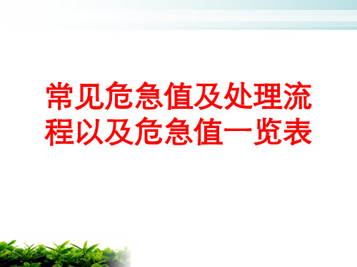 常见危急值及处理流程以及危急值一览表