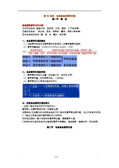 各类食品的营养价值