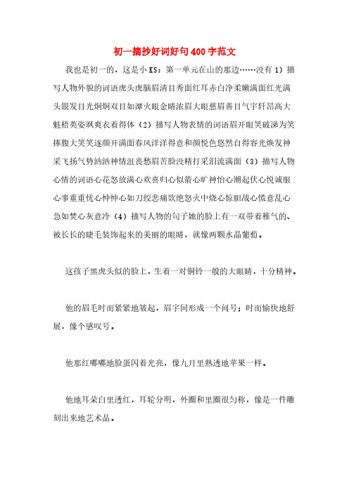 初一摘抄好词好句400字范文