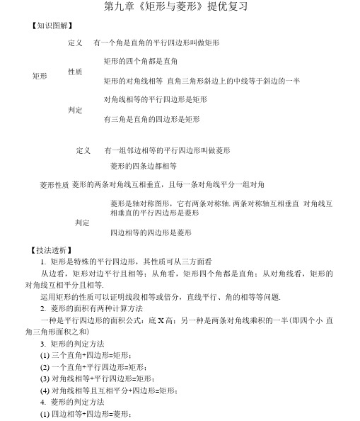 八下《矩形与菱形》提优复习 含答案
