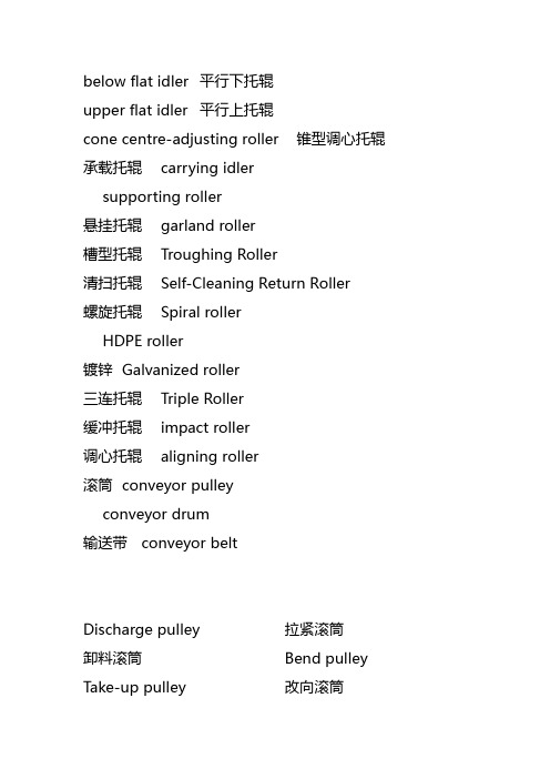 皮带机配件英文单词