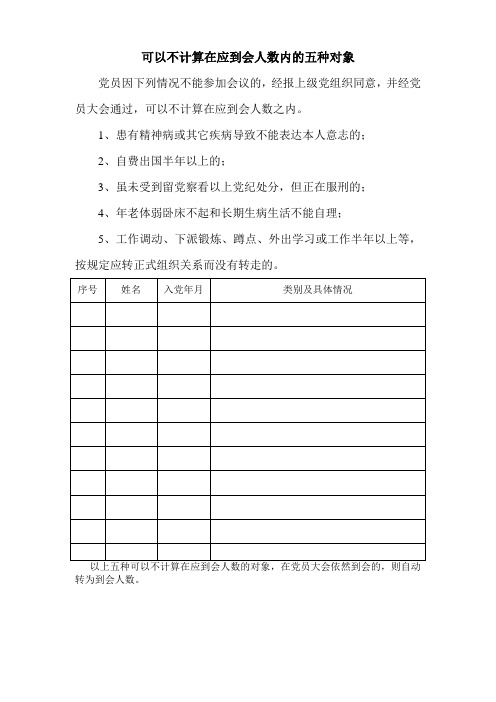 可以不计算在应到会人数内的五种对象